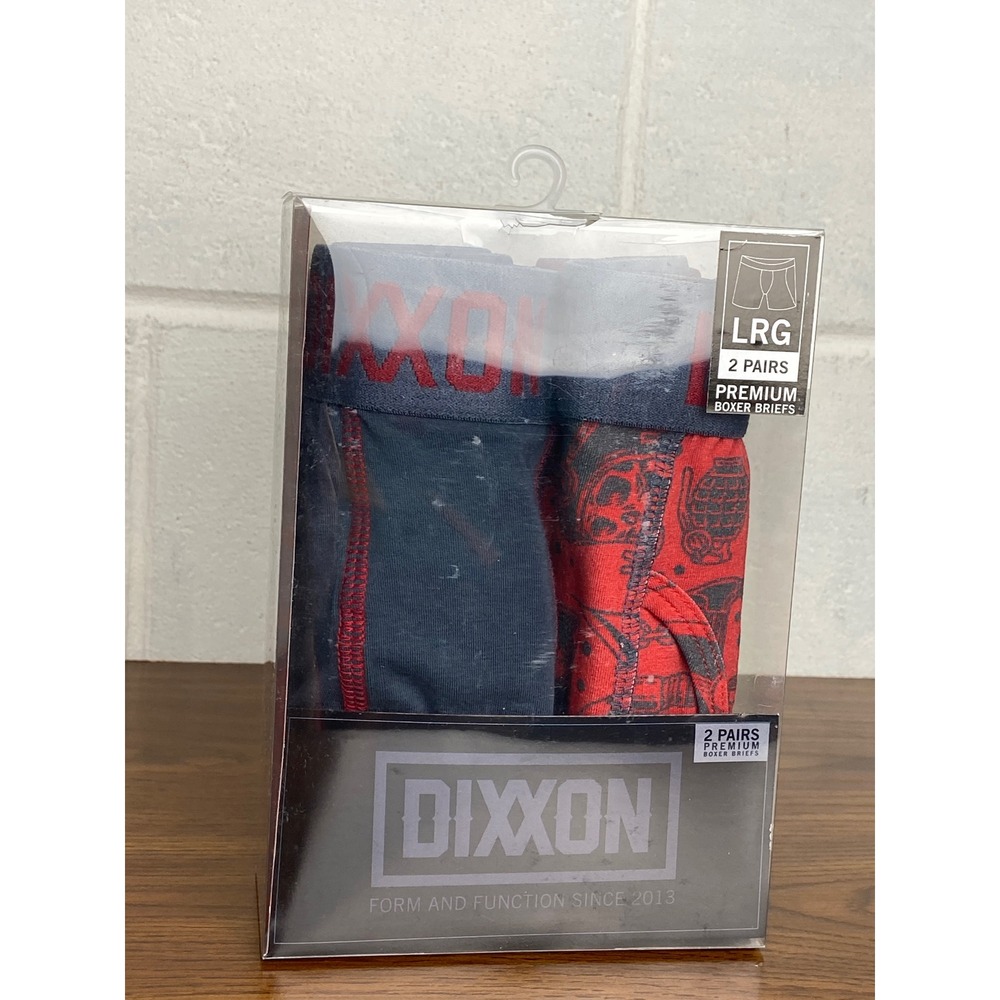 Dixxon Boxer Briefs 2-Pack Premium Underwear Mens Large LRG Black/Red‎ print